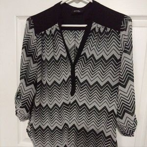 Black and White Chevron Blouse
